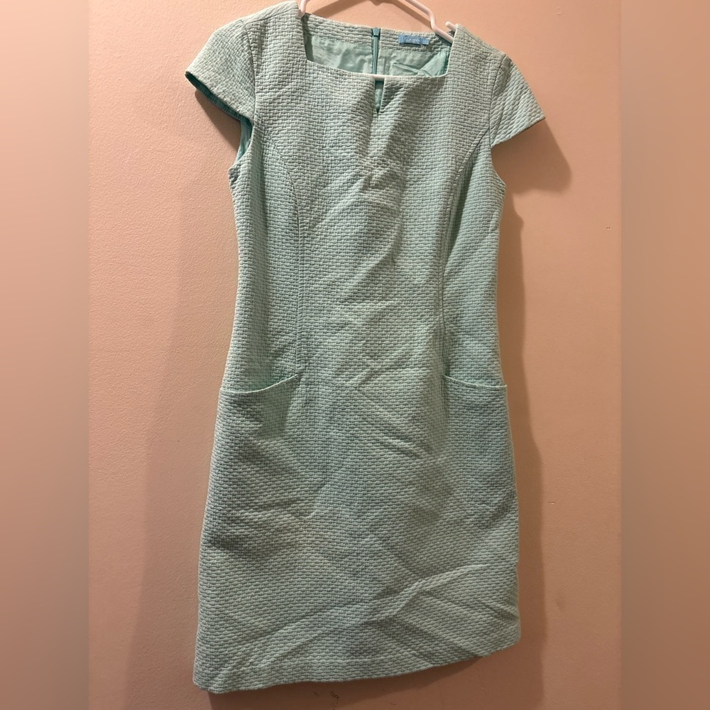 J. McLaughlin Light blue Textured Dress - size 0 - cap sleeve - career